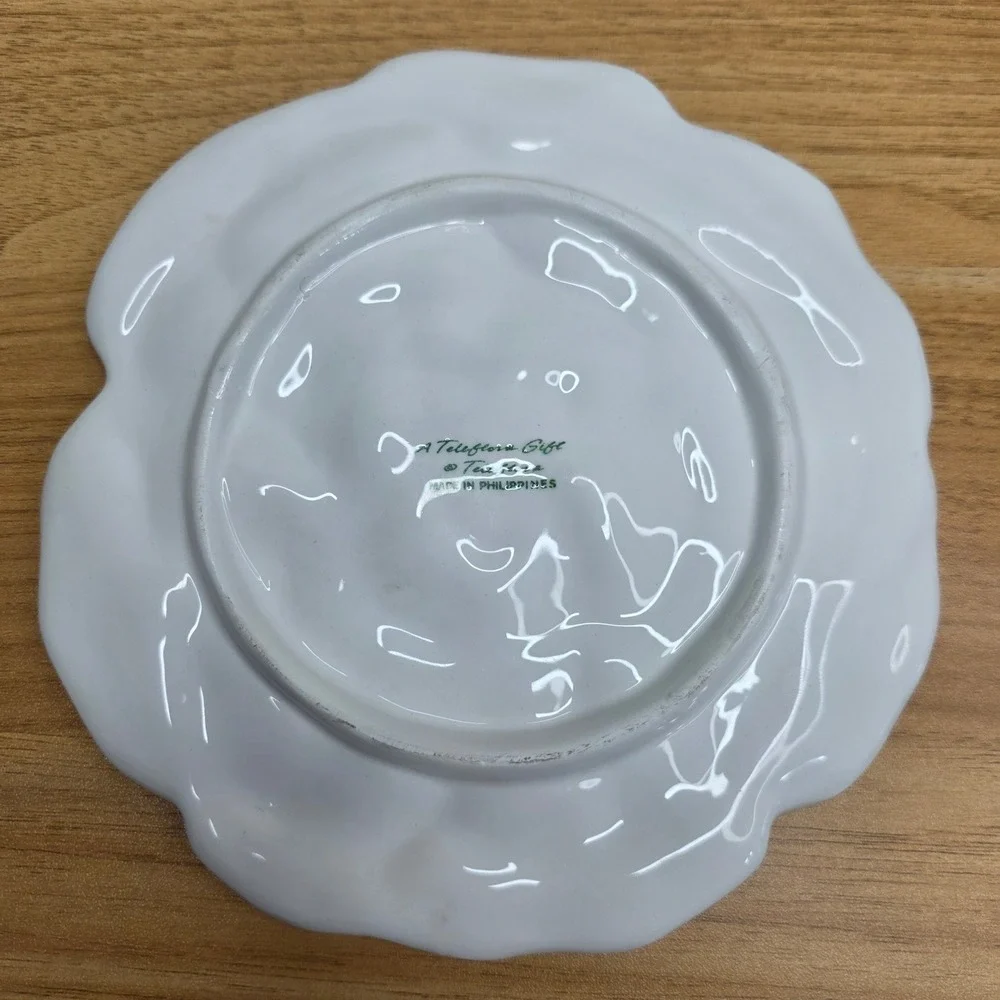 Vintage‎ Teleflora Gift Ceramic Teacup & White Rose Flower Saucer With Stand